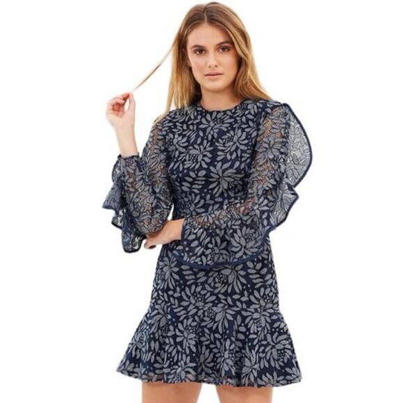keepsake blue lace dress Keepsake Run the World - Navy Blue Dress - Lace Dress - Long Sleeve Dress -  $179.00